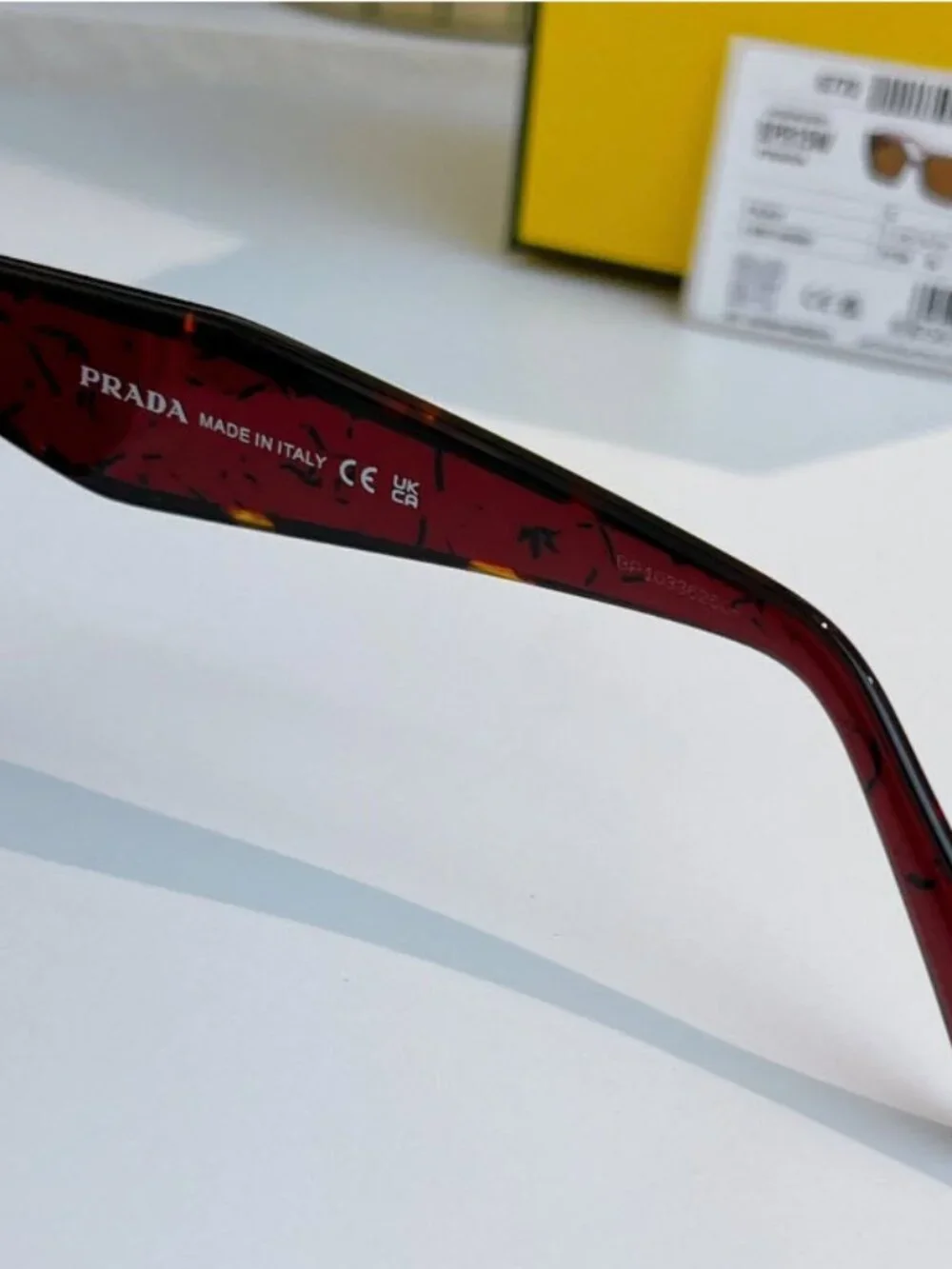 Prada PR 15WS Oversized Square Sunglasses Women Red Tortoiseshell UV400